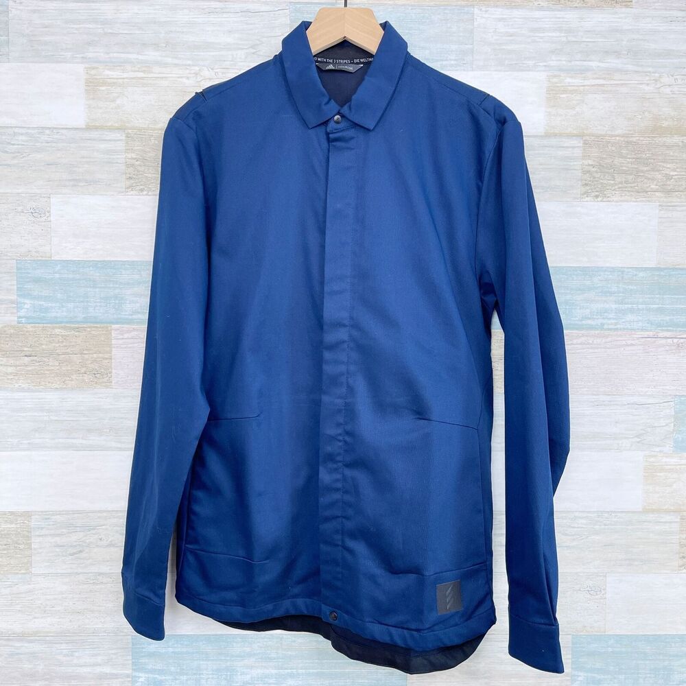 Adidas Golf AdiX Adicross Shacket Blue Stretch Chino Shirt Jacket Mens Small